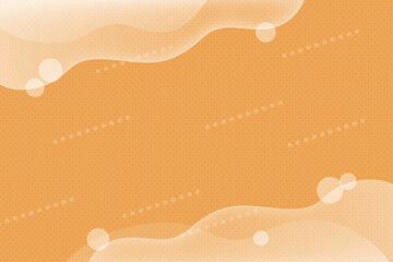 Orange gradation spotted background with waves and circles frame, vector illustration.