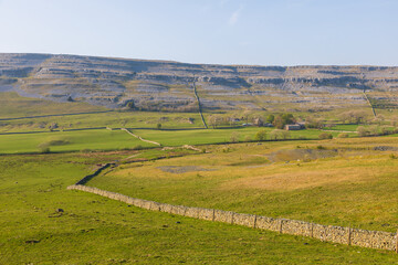 Fototapeta na wymiar View of the green hills in North UK. Ribblehead, Cumbria.