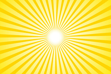 Shiny yellow background with concentric rays.
