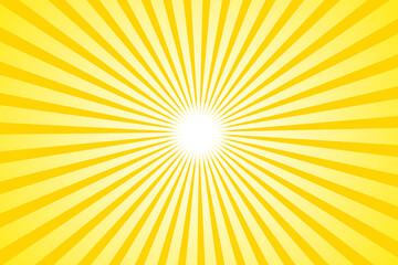Shiny yellow background with concentric rays.