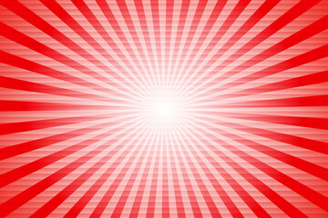 Red and white concentration lines with a shiny blurred sphere on a striped background.