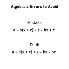 Mathematics errors problems and solutions. Algebra errors to avoid in mathematics. Common mistakes in math. Common algebra errors with solving.