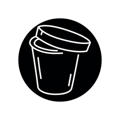 Cardboard lunch box for asian cuisine black line icon.