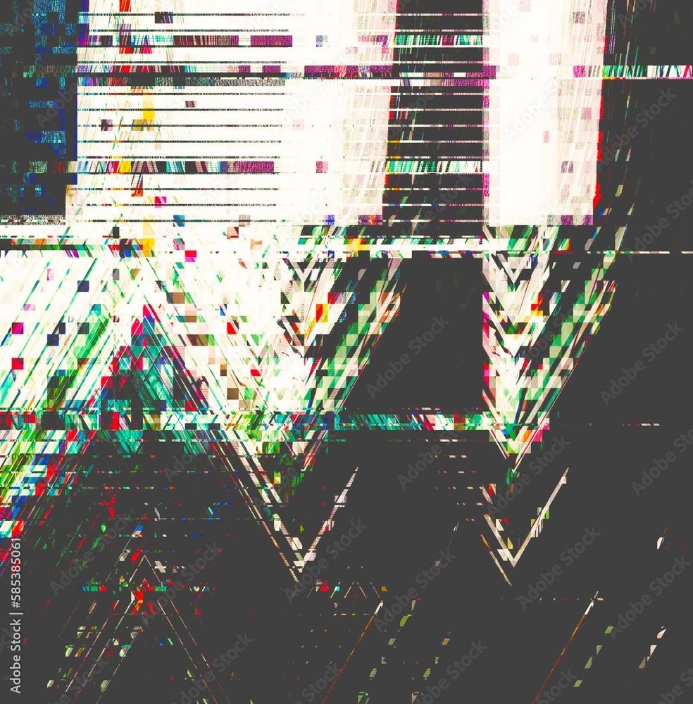 Fototapete digital abstract graphic artwork. vibrant glitch texture. artwork with deconstructed shapes and grap