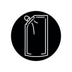 Do-pack packaging black line icon.