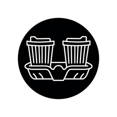 Packaging for takeaway coffee black line icon.