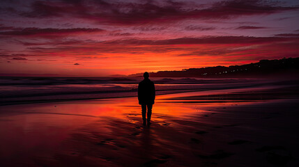 person watching sunset created with Generative AI technology