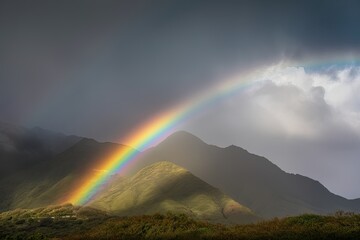 Fototapeta na wymiar rainbow and cloud landscape , ai generated