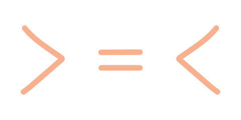 Less than greater than and equal symbol in mathematics. inequality symbols