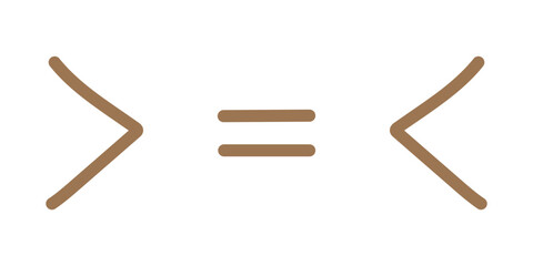 Less than greater than and equal symbol in mathematics. inequality symbols