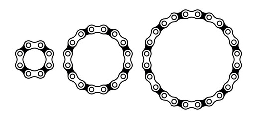 Roller chain links icon. Motorcycle or bicycle chain. Symbol of mechanisms or machines.