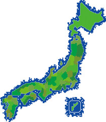 ロールプレイングゲームのマップ風　日本地図