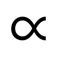 inversely proportional symbol. Proportionality sign vector.