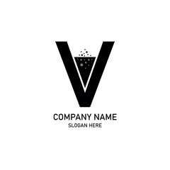 V letter laboratory logo. Medical lab logo. Chemical bottles symbol. Vector illustration isolated on white background.