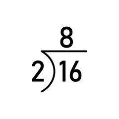 Division words in math. Parts of division. Dividend, divisor and quotient. Mathematics basic. - obrazy, fototapety, plakaty