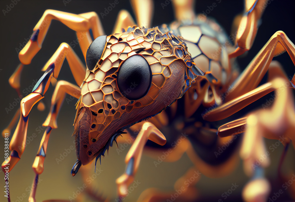 Aufkleber A complex, multi-layered pattern of interlocking shapes that resembles a ant.  Generative AI technology.
