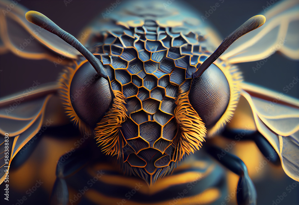 Aufkleber A complex, multi-layered pattern of interlocking shapes that resembles a Bee.  Generative AI technology.
