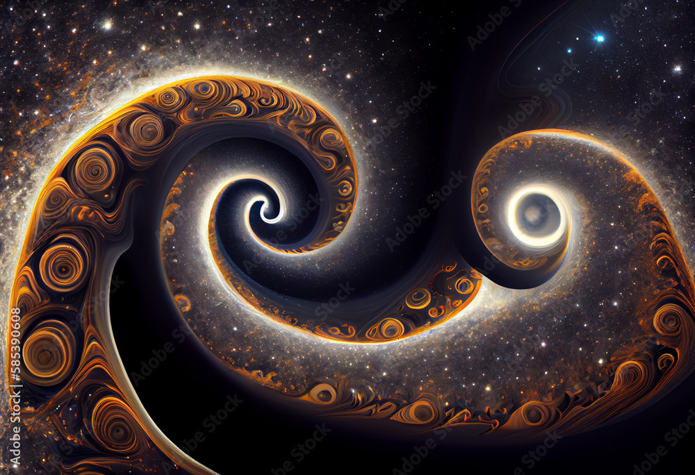 Aufkleber a complex, multi-layered pattern of interlocking shapes that resembles a milky way. generative ai te