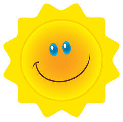 Smiling Sun Cartoon Mascot Character. Hand Drawn Illustration Isolated On Transparent Background