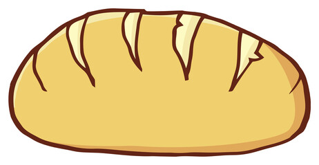 Hand Drawn Cartoon Loaf Bread. Hand Drawn Illustration Isolated On Transparent Background