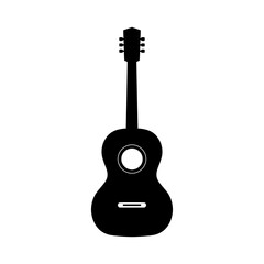 Flat Guitar Silhouette Isolated Vector Icon Illustration