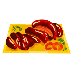 Chinese Char Siu - Chinese BBQ Pork vector illustration, clipart cartoon style. Asian food. Chinese cuisine. Chinese food.