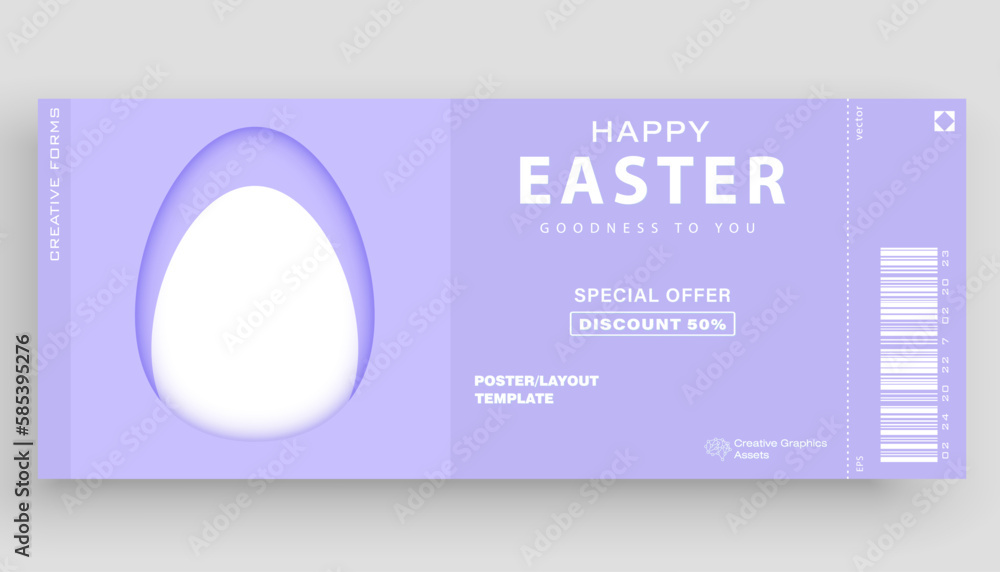 Wall mural easter tickets. easter background with eggs. vector illustration for poster, greeting cards, booklet