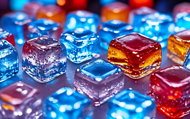 colored ice cubes .Generative AI.
