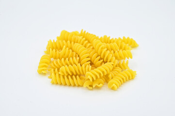 Italian Fussili pasta isolated on a white background