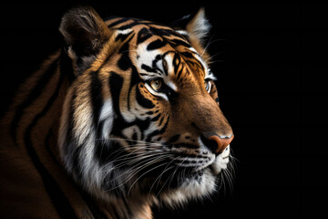 Fototapeta na wymiar Portrait of a tiger with a black high qualily, animals, wildlife