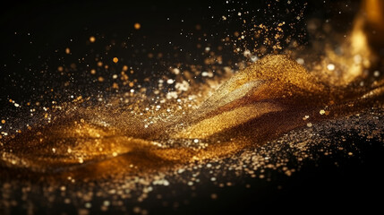 Fototapeta na wymiar Abstract background of gold shimmer glitter splash. Generative AI