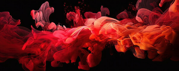 Abstract red colorful ink splash in water background . Generative AI