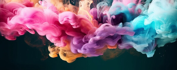 Abstract soft colorful ink splash in water background . Generative AI
