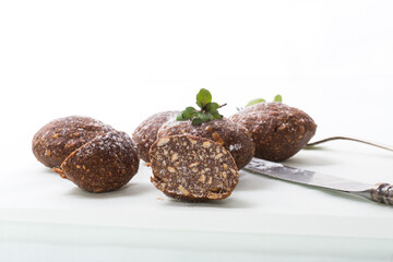 chocolate sweet cakes from mashed biscuits with additives