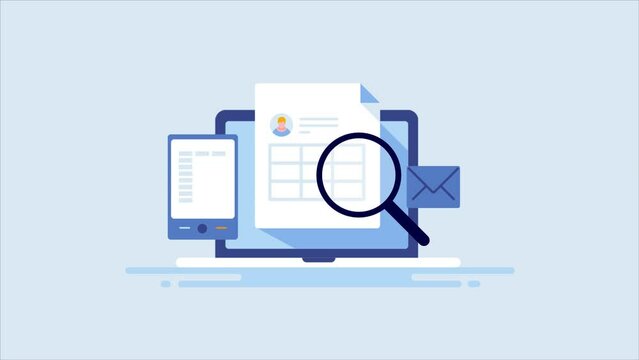 Income tax return business finance document on laptop screen, investment audit conceptual video animation.