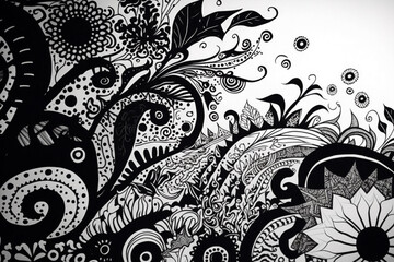 Generative AI of  flower doodles. 