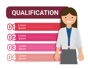 Qualification banner web vector illustration concept for employee recruitment.