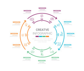 Timeline business for 12 months, Infographics element design and Presentation can be used for Business concept with 12 options, steps or processes. 