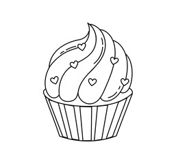 Cake dessert doodle Coloring book with vector illustration for kids