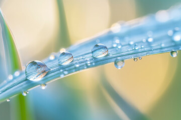 Water drops on the grass in summer. Genetive AI