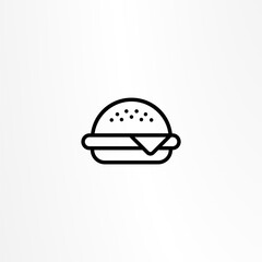 Burger icon. Hamburger logo. Fast food line emblem.
