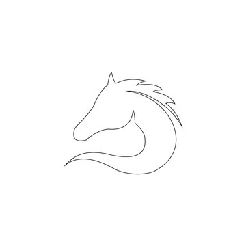 Continuous lines horse lines simple design style hand drawn vector illustration