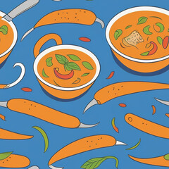 Curry, tiles pattern texture seamless illustration flat