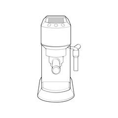 Coffee maker outline drawing vector, Coffee maker drawn in a sketch style, black line Coffee maker practice template outline, vector Illustration.