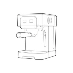 Coffee maker outline drawing vector, Coffee maker drawn in a sketch style, black line Coffee maker practice template outline, vector Illustration.