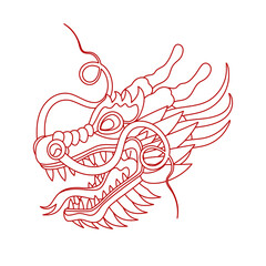 Traditional chinese dragon head. 2024 Zodiac sign. Vector illustration.