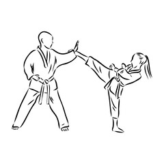 illustration of Taekwondo. Hand drawn. taekwondo vector