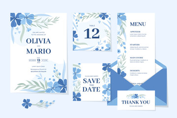 Conjunto de papelería de invitación de boda de flores