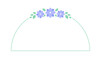 Lavender floral arch frame template. Geometric border with vine and flower pattern. Vector rounded border with space for text.