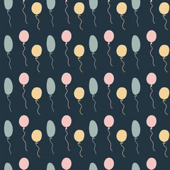Vector seamless pattern for baby shower with cute baby elements footprints, babycloths and baloons. Nice printing design for fabric, paper or wallpaper that can be used for baby shower party.